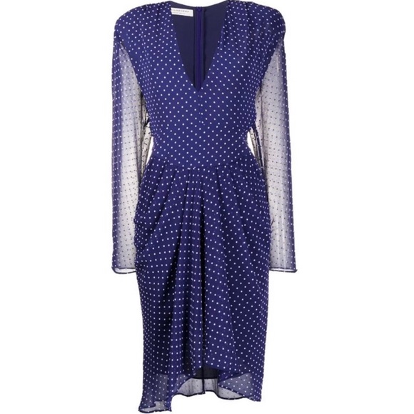 NEW PHILOSOPHY DI LORENZO SERAFINI LONG SLEEVE POLKA DOT MIDI DRESS - Picture 8 of 9